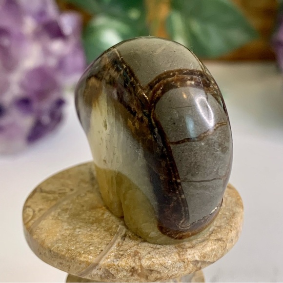 Geode Septarian Nodule Bear Figurine Carved Zuni Style Dragon Stone Carving 2" - Picture 6 of 12